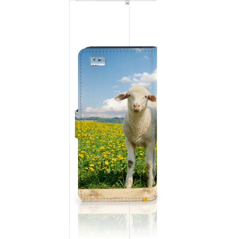Huawei Ascend P8 Lite Telefoonhoesje met Pasjes Schaap en Lammetje