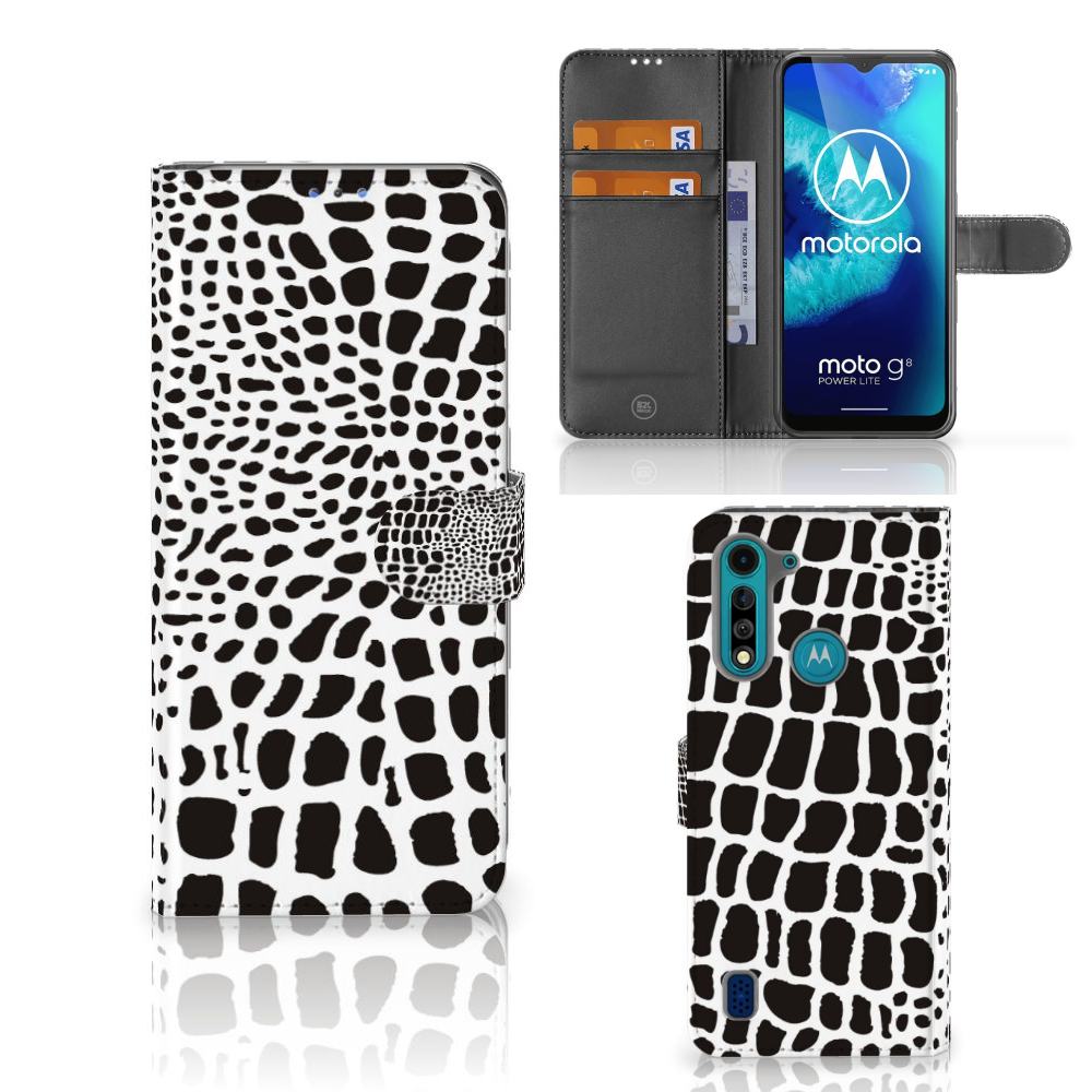 Motorola G8 Power Lite Telefoonhoesje met Pasjes Slangenprint