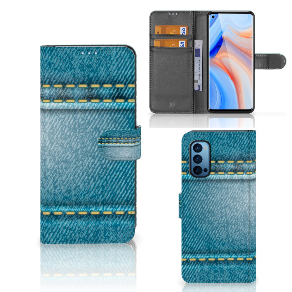 OPPO Reno 4 Pro 5G Wallet Case met Pasjes Jeans