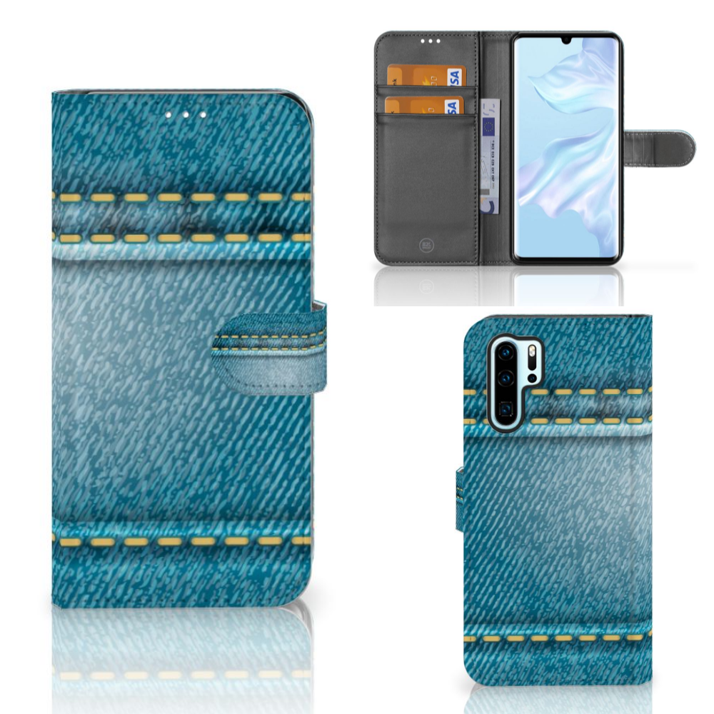 Huawei P30 Pro Wallet Case met Pasjes Jeans