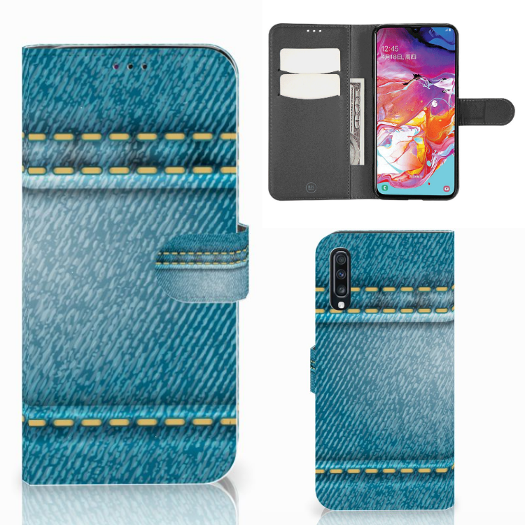 Samsung Galaxy A70 Wallet Case met Pasjes Jeans