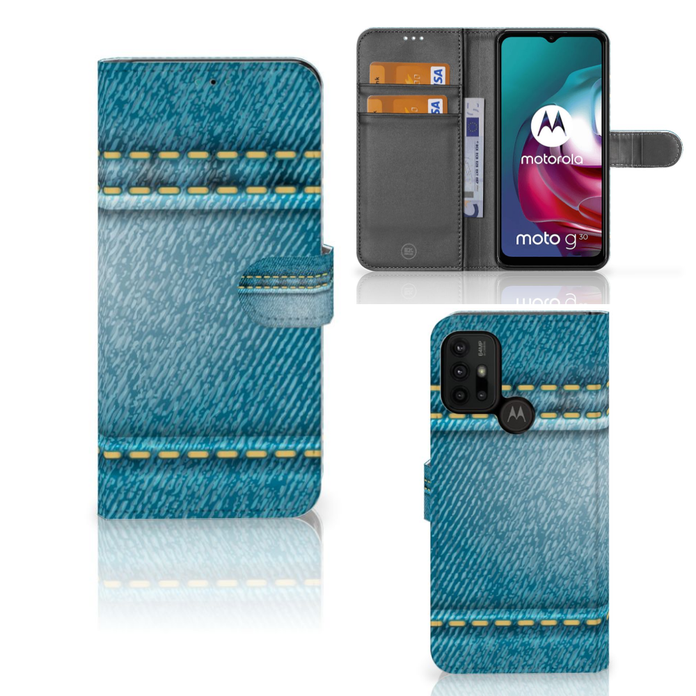 Motorola Moto G10 | G20 | G30 Wallet Case met Pasjes Jeans