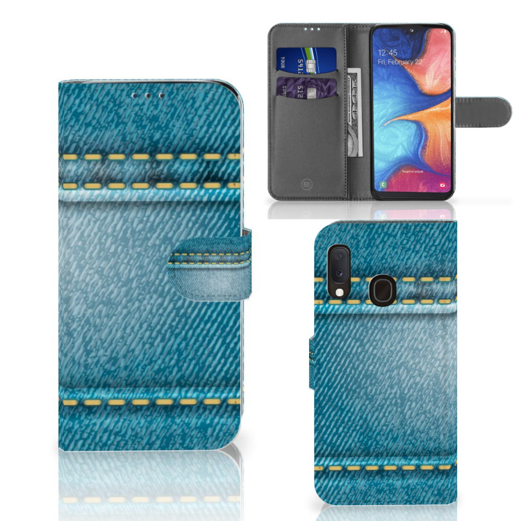 Samsung Galaxy A20e Wallet Case met Pasjes Jeans