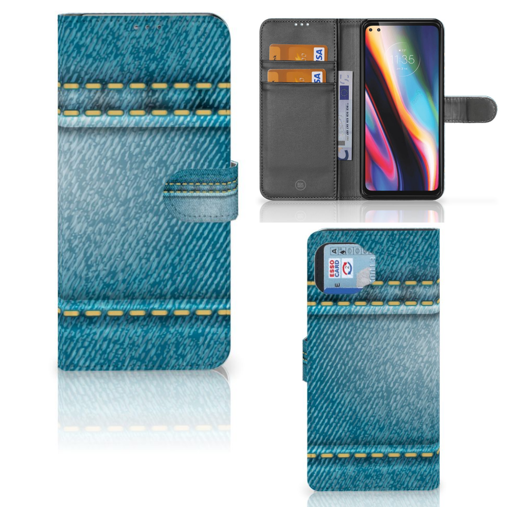 Motorola Moto G 5G Plus Wallet Case met Pasjes Jeans
