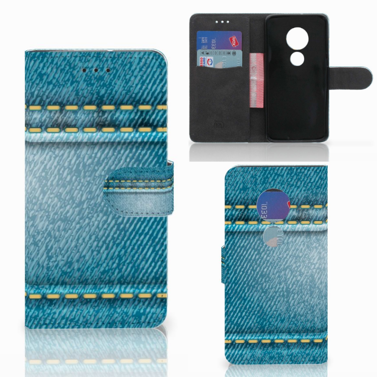 Motorola Moto G7 Play Wallet Case met Pasjes Jeans