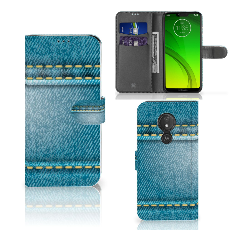 Motorola Moto G7 Power Wallet Case met Pasjes Jeans