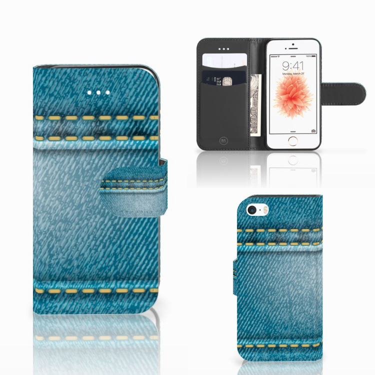 Apple iPhone 5 | 5s | SE Wallet Case met Pasjes Jeans