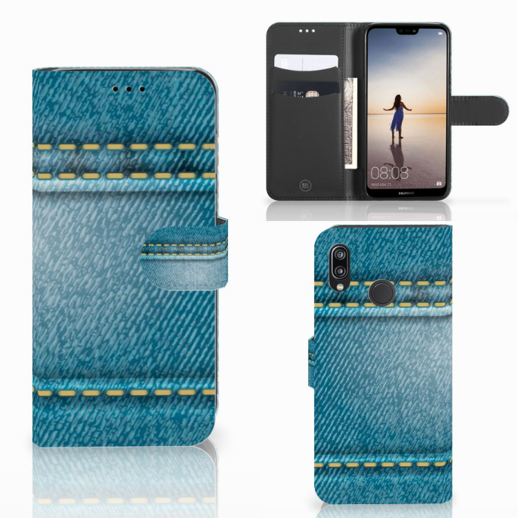Huawei P20 Lite Wallet Case met Pasjes Jeans