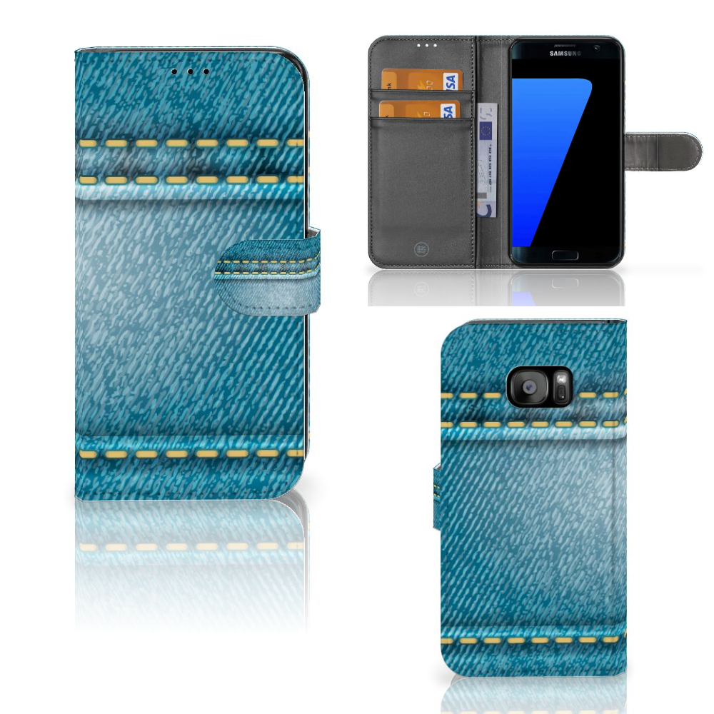 Samsung Galaxy S7 Edge Wallet Case met Pasjes Jeans