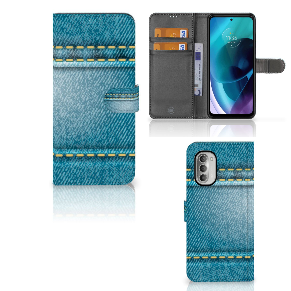 Motorola Moto G51 5G Wallet Case met Pasjes Jeans