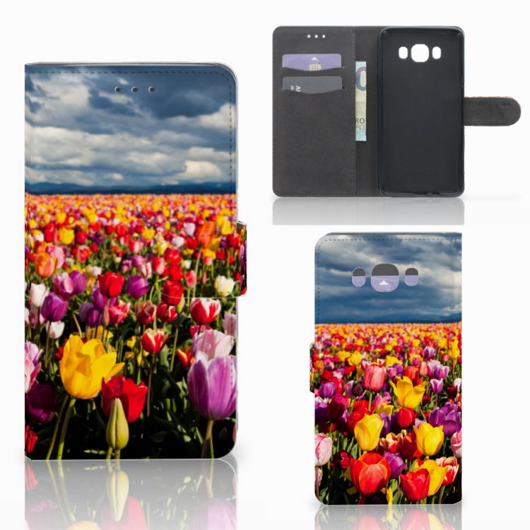 Samsung Galaxy J7 2016 Uniek Boekhoesje Tulpen Opbergvakjes