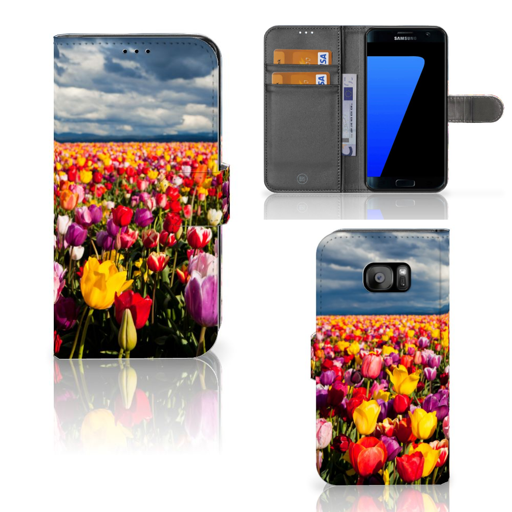 Samsung Galaxy S7 Edge Uniek Boekhoesje Tulpen met Opbergvakjes