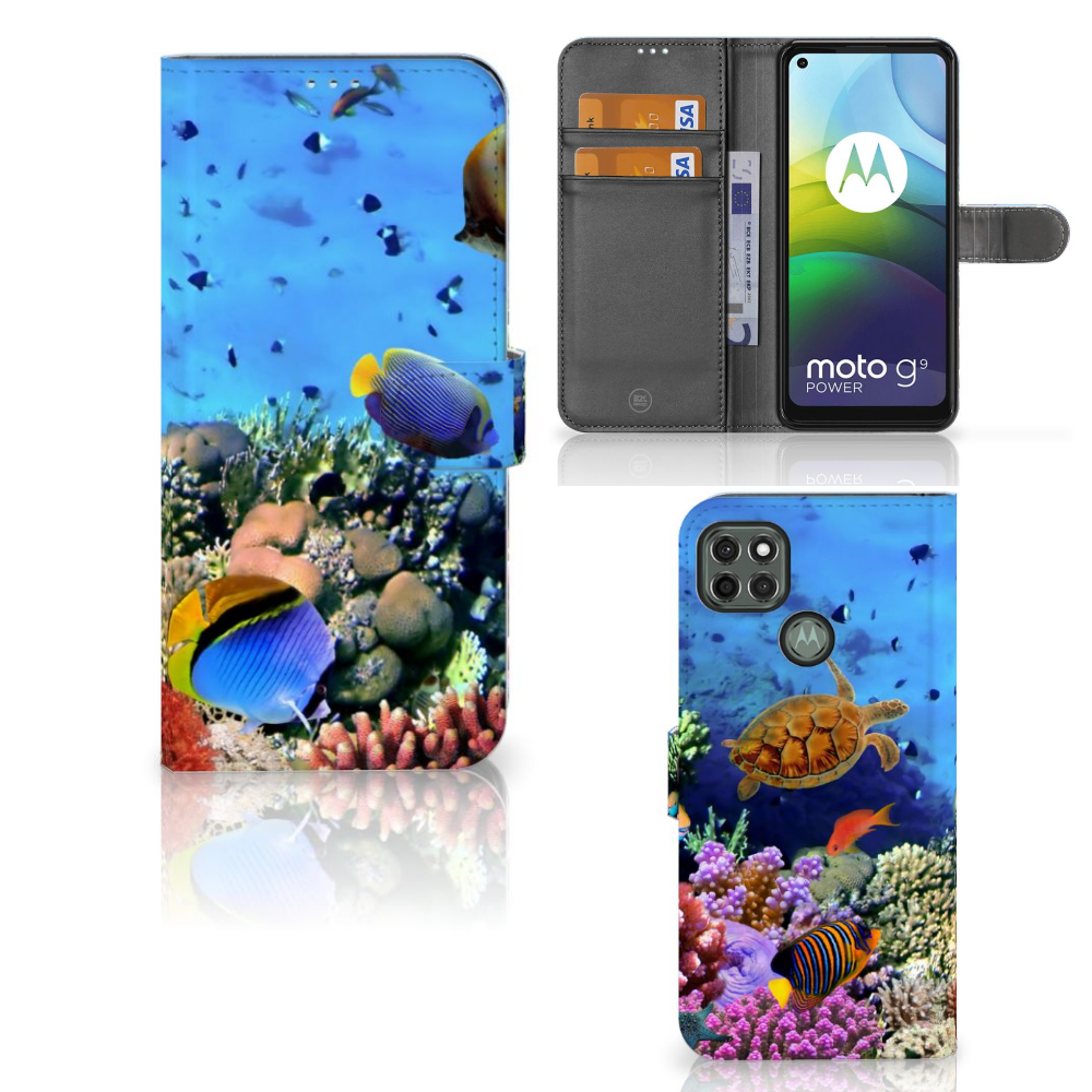 Motorola Moto G9 Power Telefoonhoesje met Pasjes Vissen