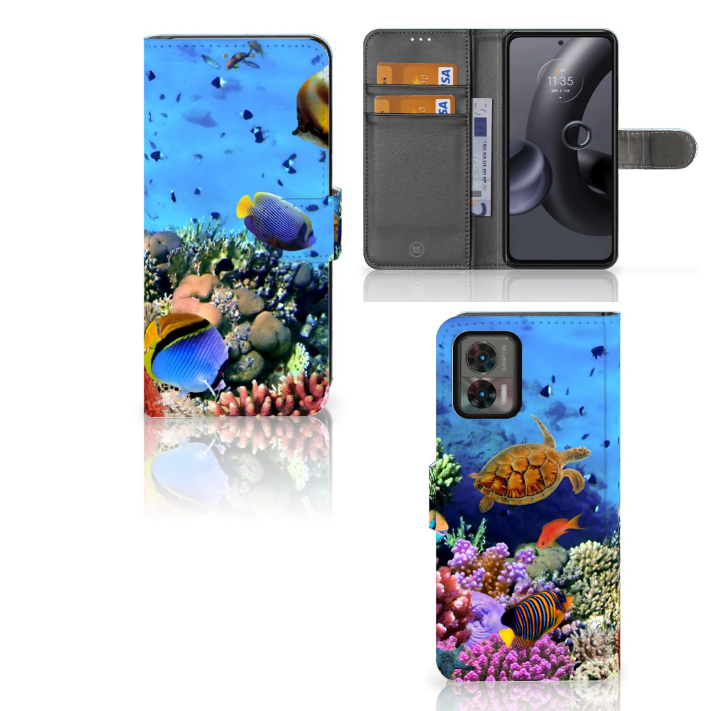 Motorola Edge 30 Neo Telefoonhoesje met Pasjes Vissen