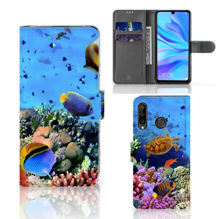 Huawei P30 Lite (2020) Telefoonhoesje met Pasjes Vissen
