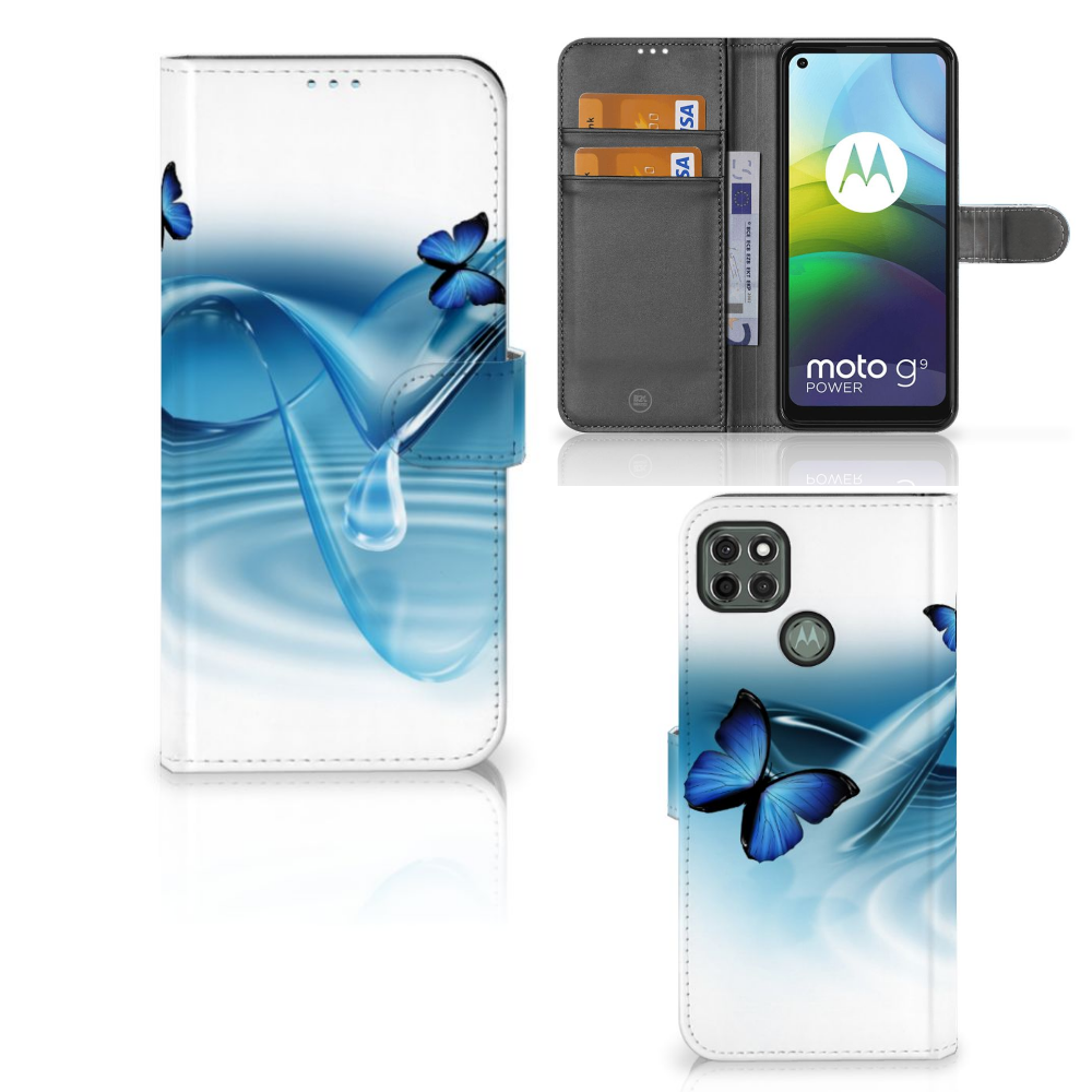 Motorola Moto G9 Power Telefoonhoesje met Pasjes Vlinders