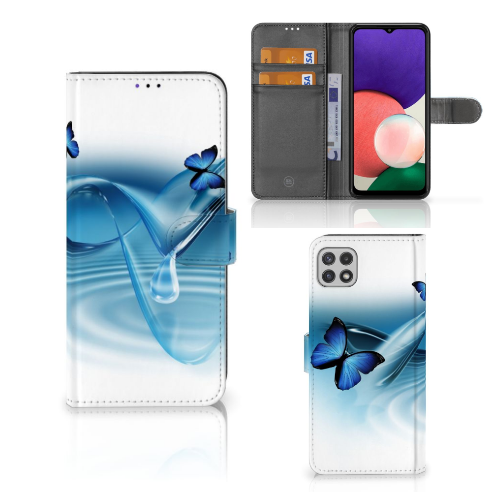 Samsung Galaxy A22 5G Telefoonhoesje met Pasjes Vlinders