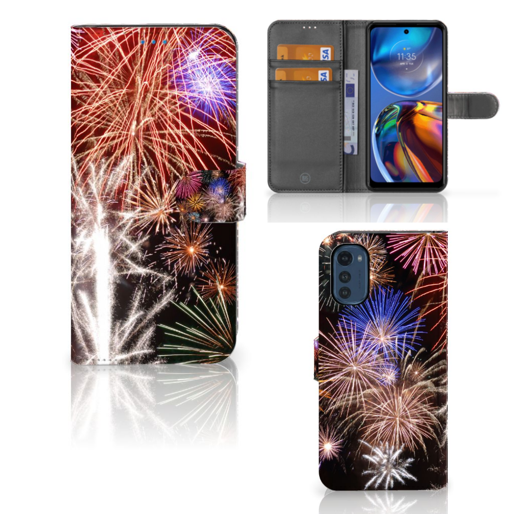 Motorola Moto E32 | Moto E32s Wallet Case met Pasjes Vuurwerk