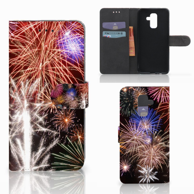 Samsung Galaxy A6 Plus 2018 Wallet Case met Pasjes Vuurwerk