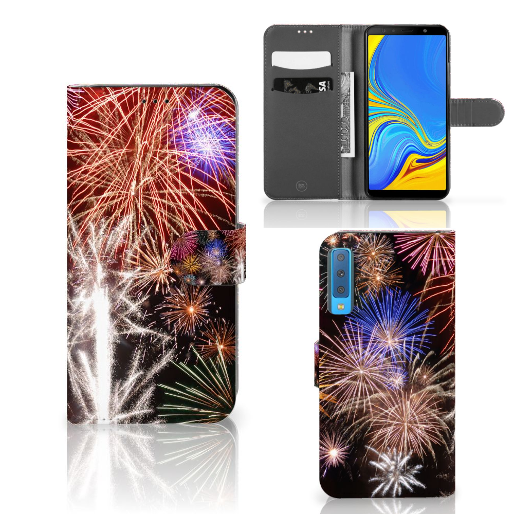 Samsung Galaxy A7 (2018) Wallet Case met Pasjes Vuurwerk