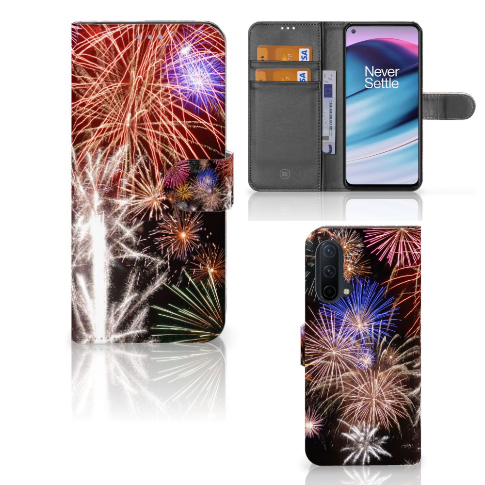 OnePlus Nord CE 5G Wallet Case met Pasjes Vuurwerk