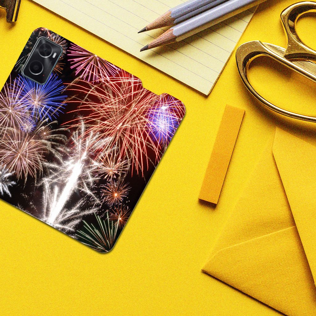 OPPO A96 | A76 Hippe Standcase Vuurwerk