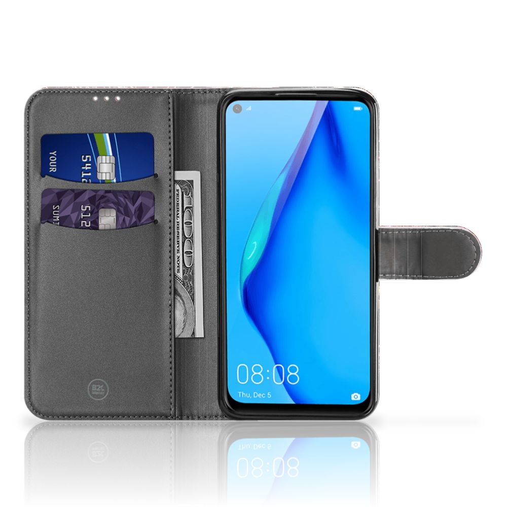 Huawei P40 Lite Wallet Case met Pasjes Vuurwerk