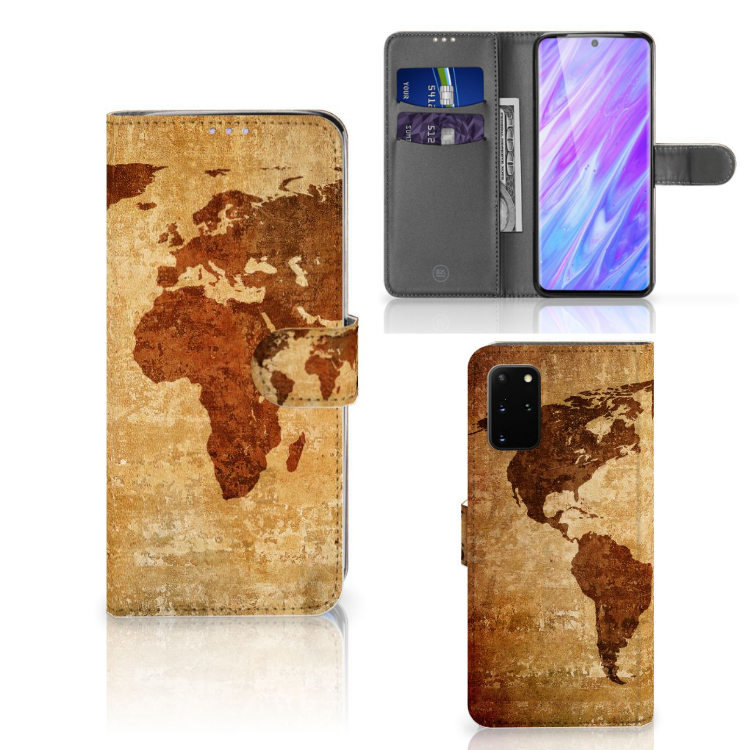Samsung Galaxy S20 Plus Flip Cover Wereldkaart