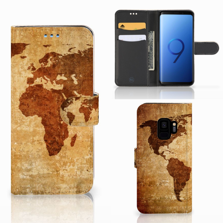 Samsung Galaxy S9 Flip Cover Wereldkaart