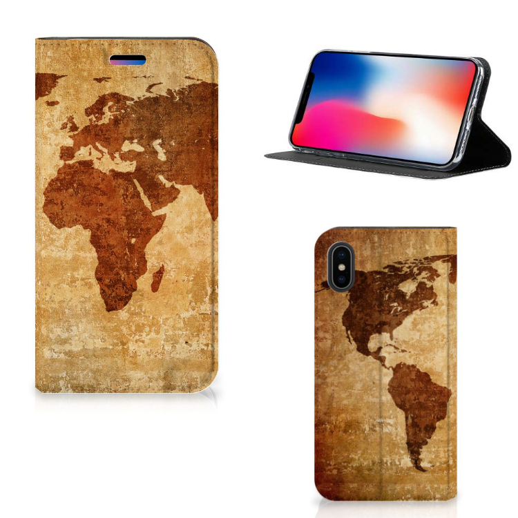 Apple iPhone X | Xs Standcase Hoesje Design Wereldkaart