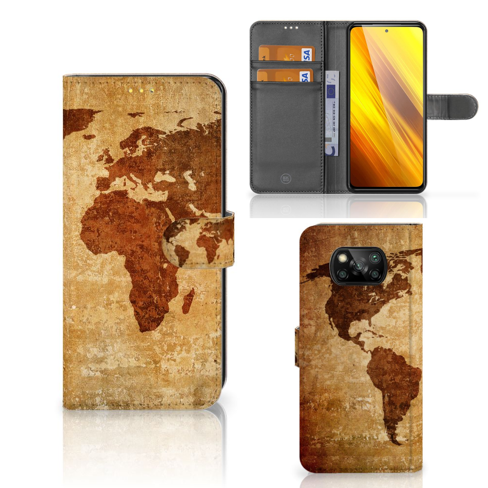 Xiaomi Poco X3 | Poco X3 Pro Flip Cover Wereldkaart