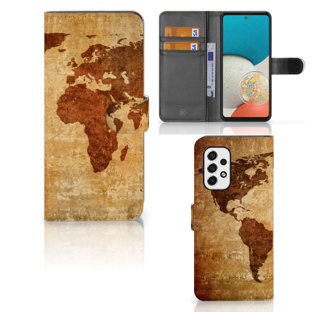 Samsung Galaxy A53 Flip Cover Wereldkaart