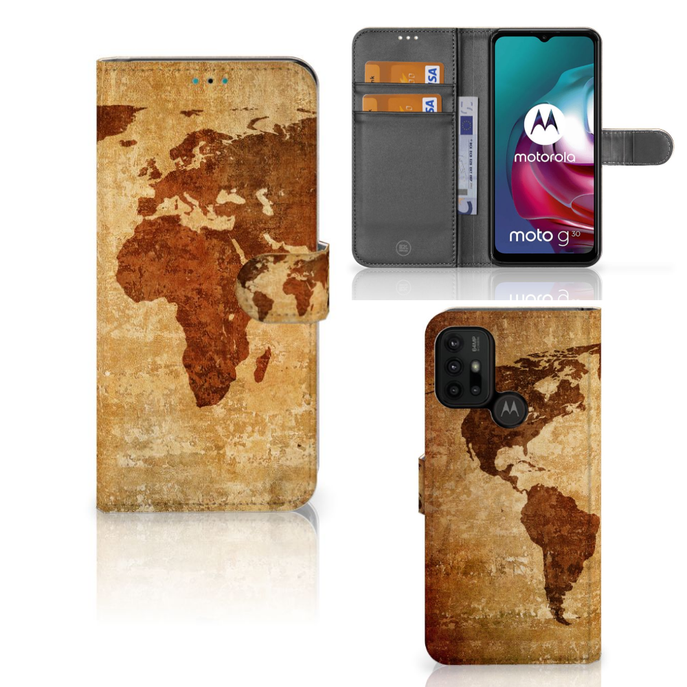 Motorola Moto G10 | G20 | G30 Flip Cover Wereldkaart
