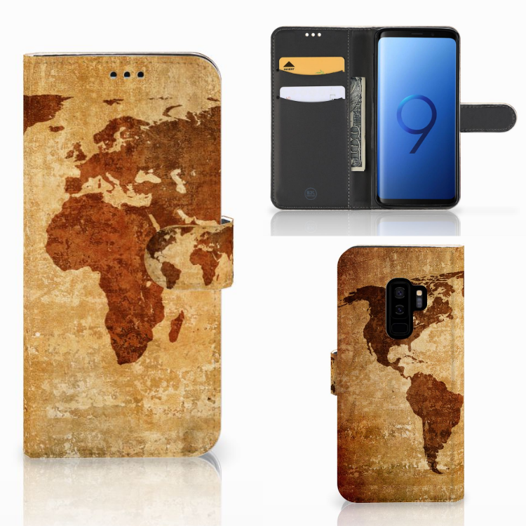 Samsung Galaxy S9 Plus Flip Cover Wereldkaart