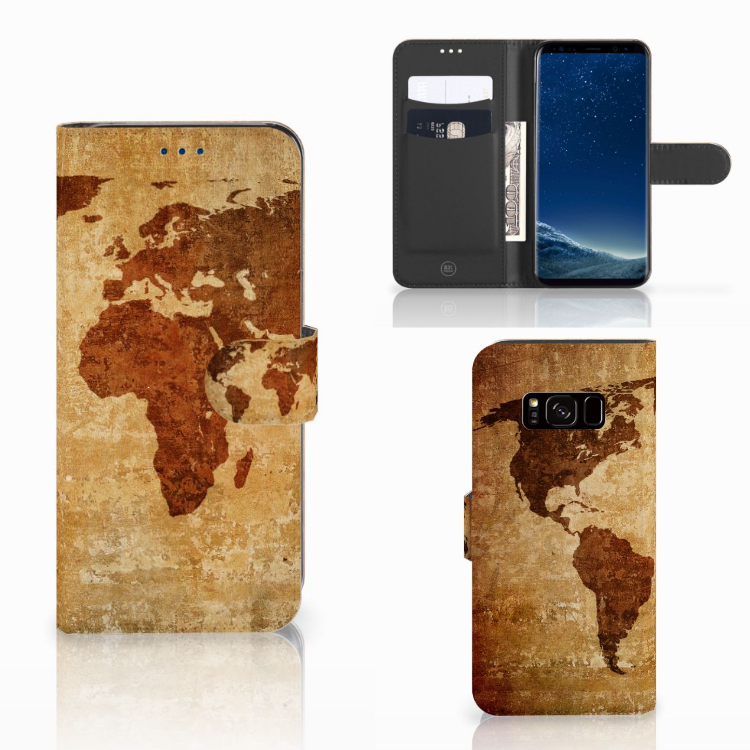 Samsung Galaxy S8 Flip Cover Wereldkaart