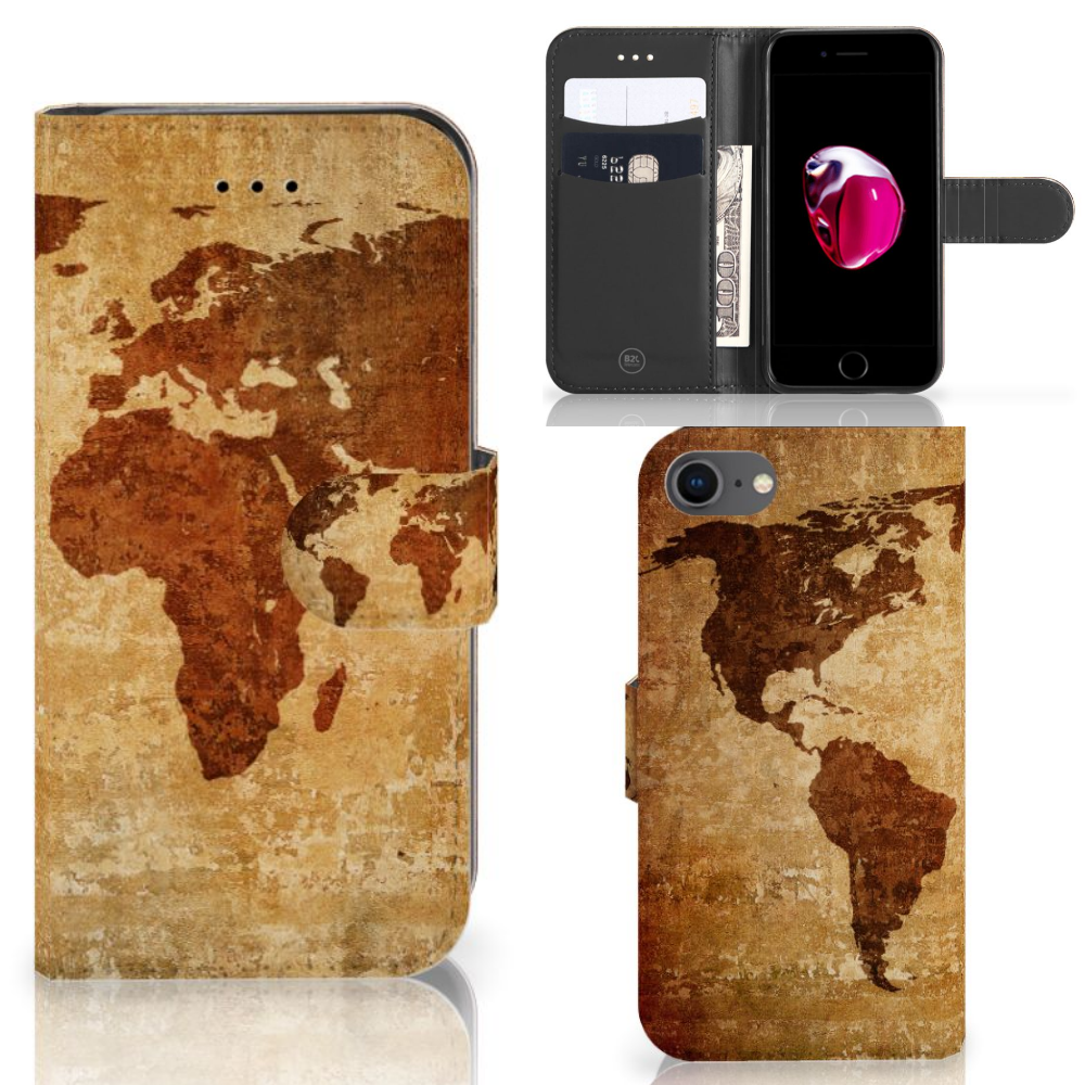 Apple iPhone 7 Uniek Ontworpen Telefoonhoesje Wereldkaart