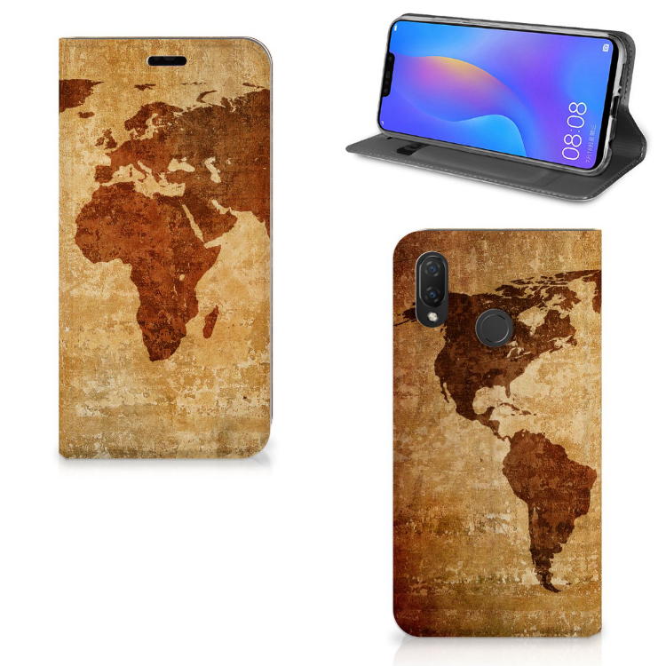 Huawei P Smart Plus Standcase Hoesje Design Wereldkaart