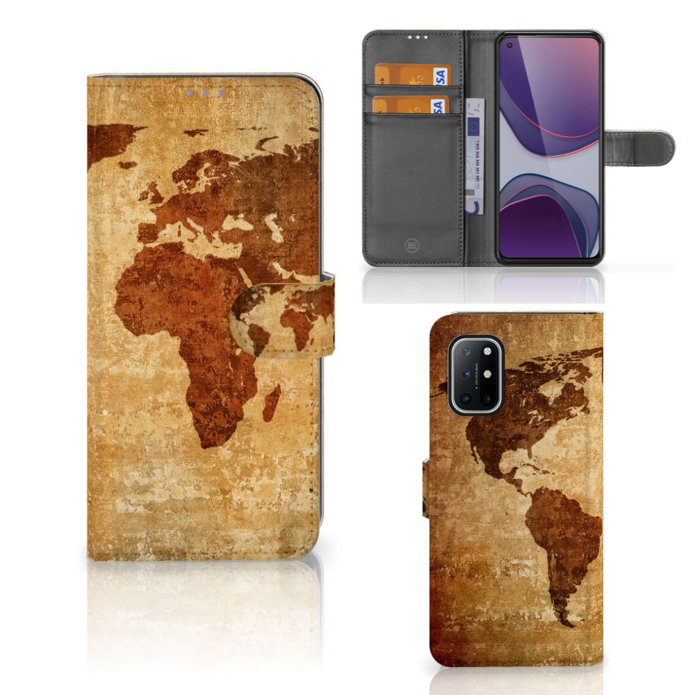 OnePlus 8T Flip Cover Wereldkaart