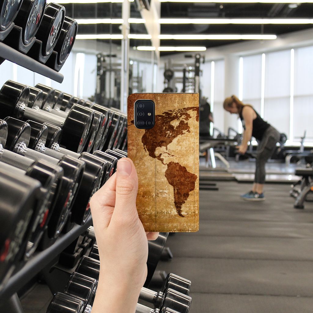 Samsung Galaxy A51 Book Cover Wereldkaart