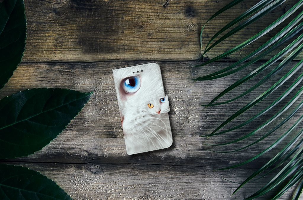 Samsung Galaxy Xcover 3 | Xcover 3 VE Telefoonhoesje met Pasjes Witte Kat