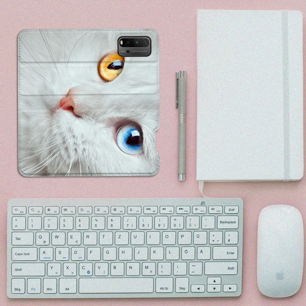 Xiaomi Poco M3 | Redmi 9T Hoesje maken Witte Kat
