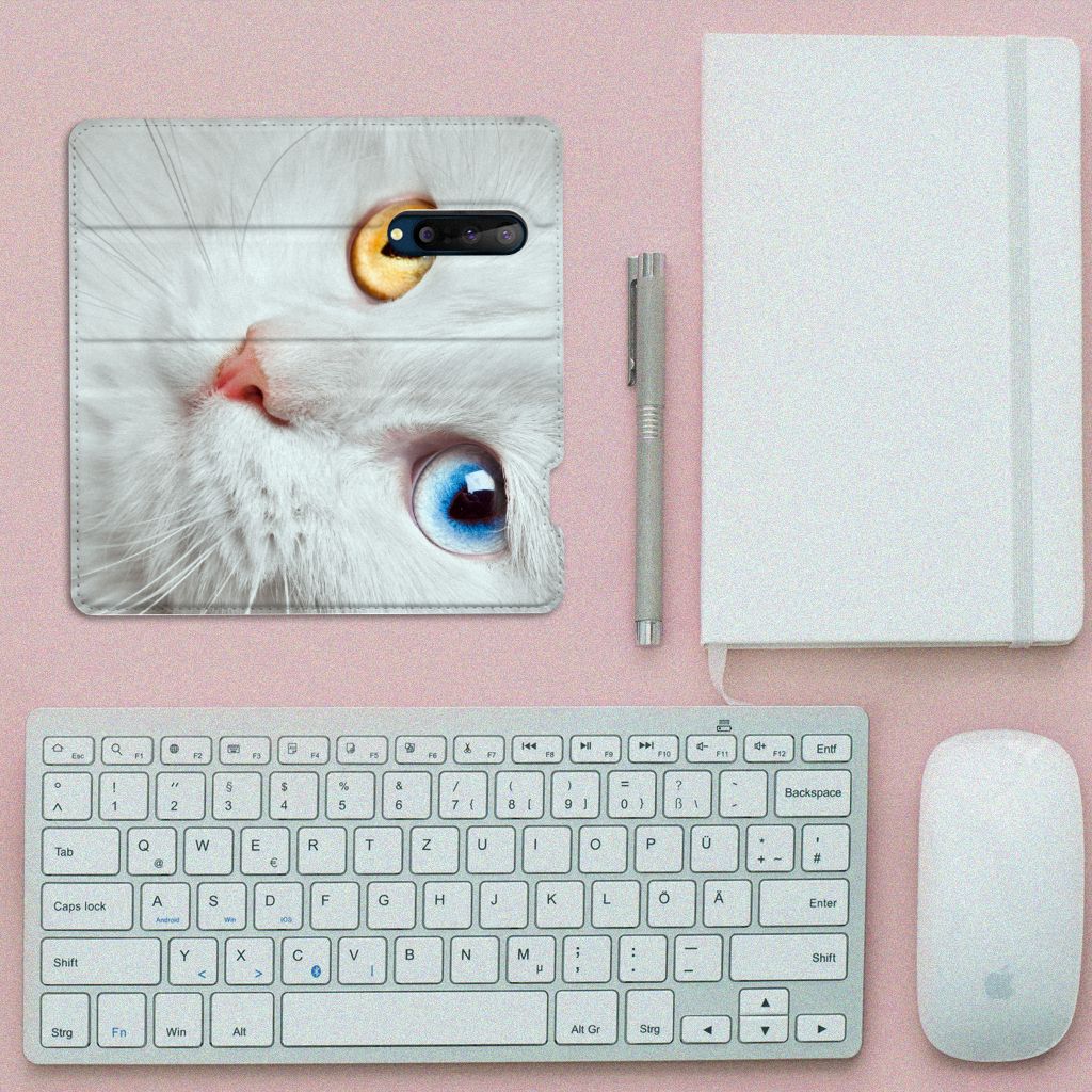OnePlus 8 Hoesje maken Witte Kat