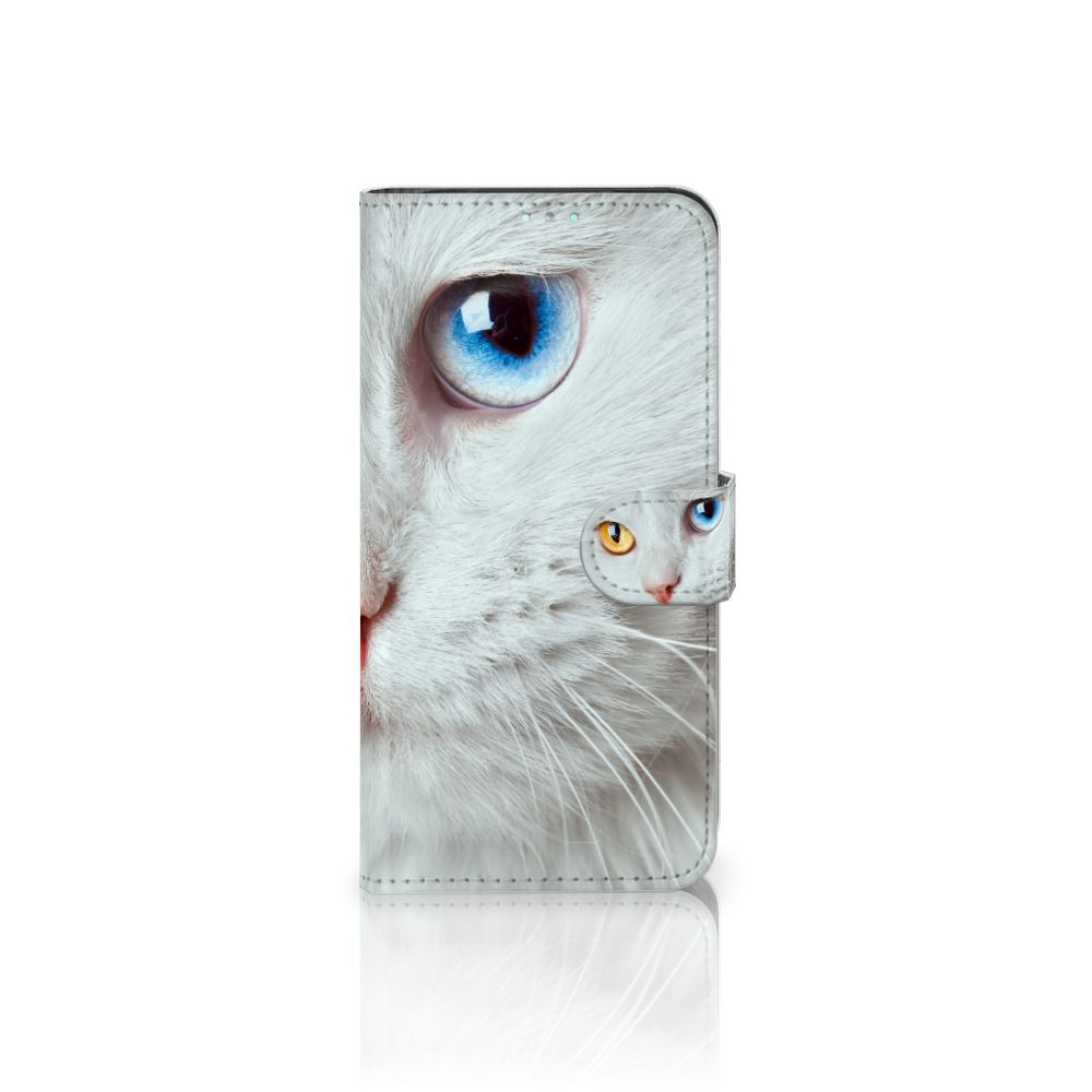 Samsung Galaxy A41 Telefoonhoesje met Pasjes Witte Kat