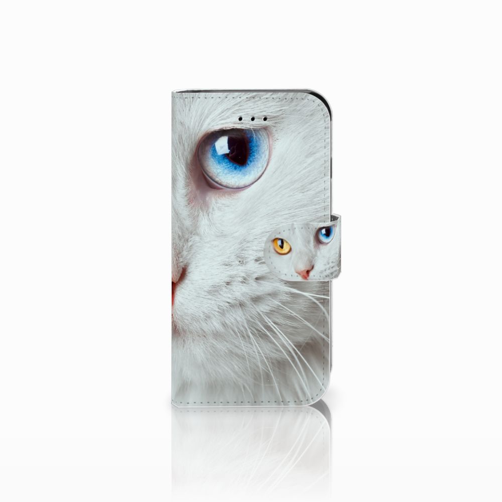 Apple iPhone 6 | 6s Telefoonhoesje met Pasjes Witte Kat