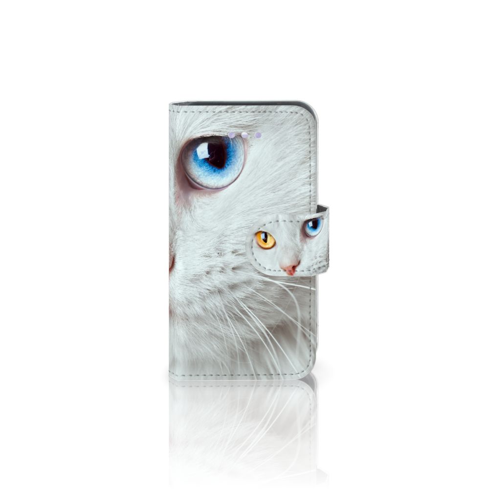Apple iPhone 4 | 4S Telefoonhoesje met Pasjes Witte Kat