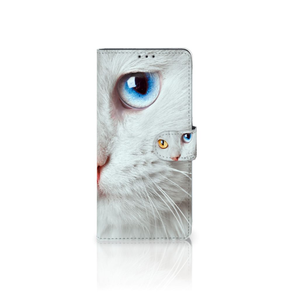 OnePlus 9 Pro Telefoonhoesje met Pasjes Witte Kat