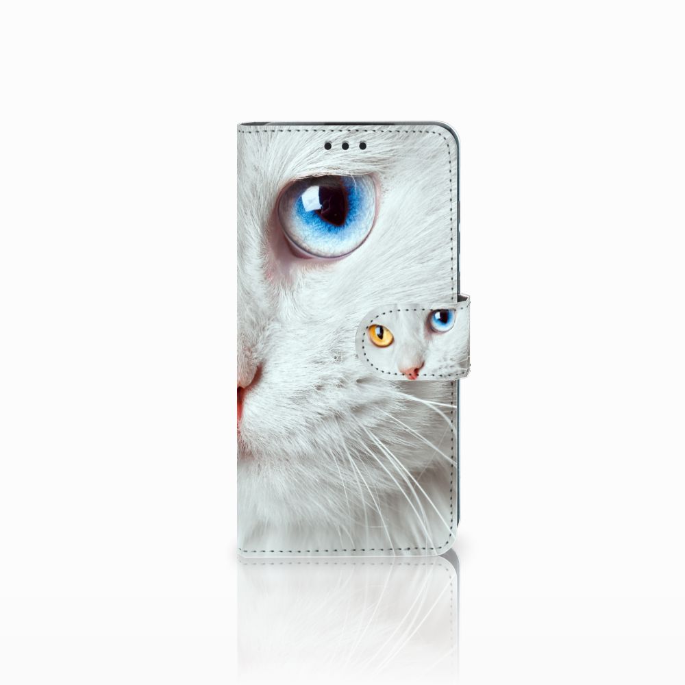 Huawei P30 Telefoonhoesje met Pasjes Witte Kat