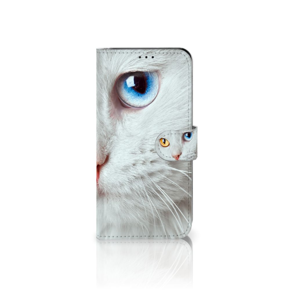 Samsung Galaxy A7 (2018) Telefoonhoesje met Pasjes Witte Kat