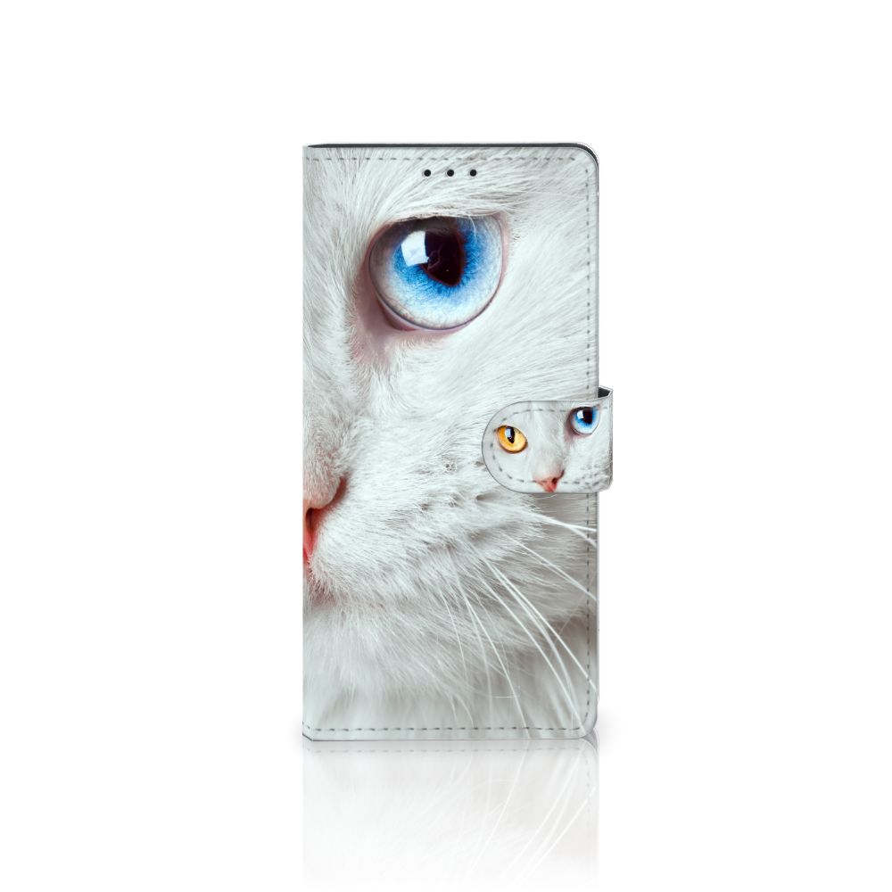Samsung Galaxy A02s | M02s Telefoonhoesje met Pasjes Witte Kat