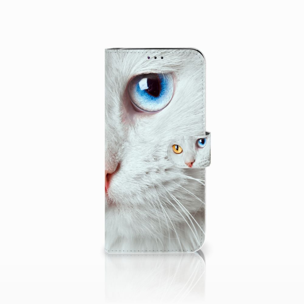 Samsung Galaxy A70 Telefoonhoesje met Pasjes Witte Kat